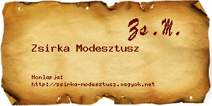 Zsirka Modesztusz névjegykártya